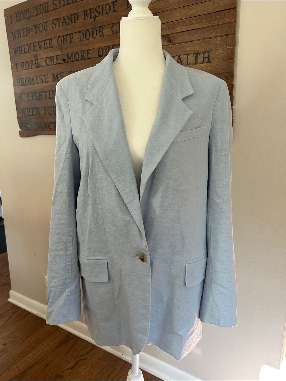Open Edit Linen Blend Oversized Blazer